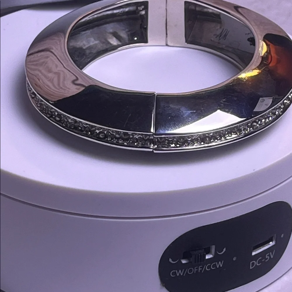 Alexis Bittar Silver Bangle with Crystal Detailing RARE